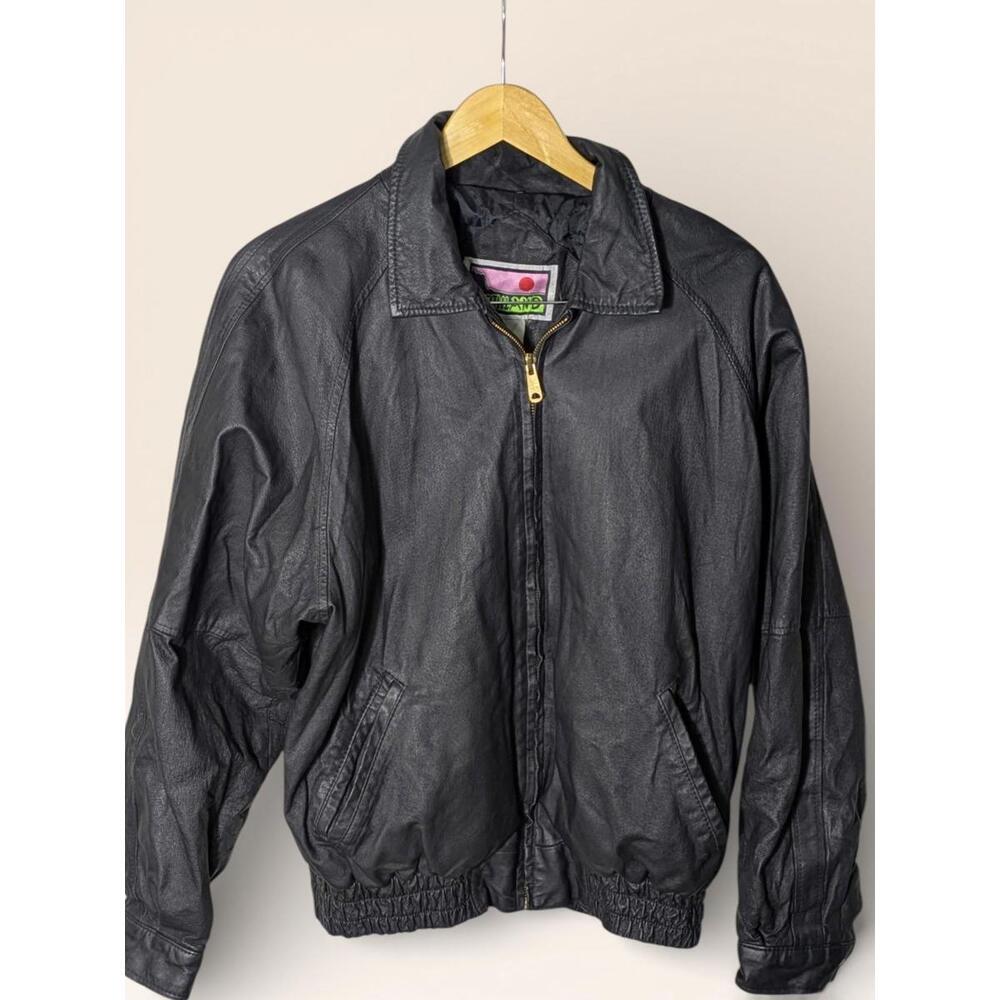 Vintage 90s Black Leather Style Jacket -  Size Small - Unisex